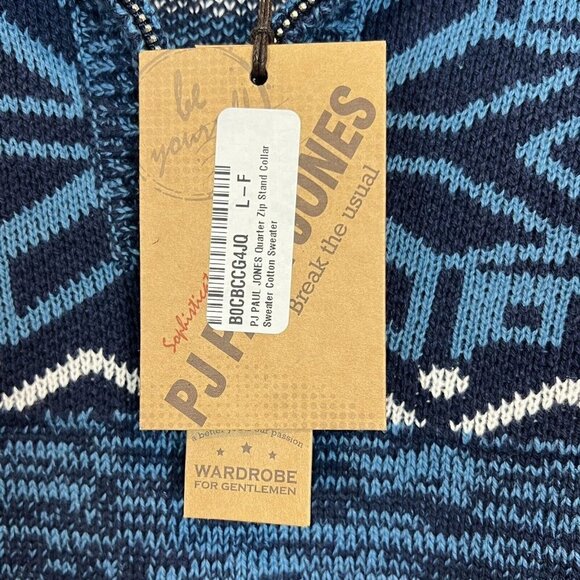 PJ Paul Jones Blue Quarter Zip Sweater Size Large New NWT - Picture 6 of 10